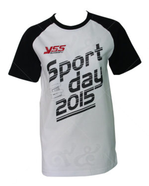 เสื้อยืด-คอกลม-สกรีน-สีขาวดำ-yss-sport-day