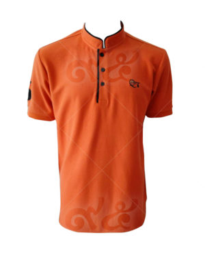 เสื้อโปโล-คอจีน-สีส้มสว่าง-ปลายปกดำ-ปักอกซ้ายและแขนขวา-polo-22