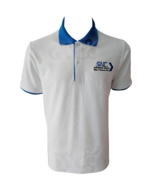 เสื้อโปโล-สีขาว-คอปก-สาบใน-แขนจั้ม-สีฟ้าเข้ม-ปักอกซ้าย-polo-28