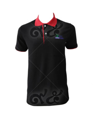 เสื้อโปโล-สีดำ-คอปก-ปลายแขน-สาบใน-สี-แดง-ปักอกซ้าย-polo-31