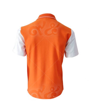 เสื้อโปโล-สีส้มสว่าง-ตัดต่อไหล่-สีขาว-คอปก-ขลิป-ขาว-ด้านหลัง-polo-21