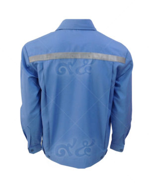 ยูนิฟอร์ม-เสื้อช็อปช่างแขนยาว สีฟ้า ติดเทปสะท้อนแสง ด้านหลัง-10