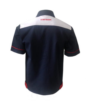 ยูนิฟอร์ม-เสื้อช็อปช่างแขนสั้น-ตัดต่อ-สี-ขาว-กลม-ปักหลัง-16