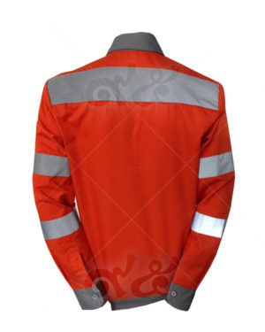 ยูนิฟอร์ม-เสื้อช็อปแขนยาว สีแสด ติดเทปสะท้อนแสง ด้านหลัง 08