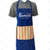 ผ้ากันเปื้อน สี น้ำเงิน สกรีน กลางอก กระเป๋าลายทาง apron-01