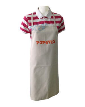 ผ้ากันเปื้อน สีขาว สกรีน กลางอก สีส้ม apron-3