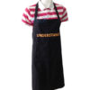 ผ้ากันเปื้อน สีดำ สกรีนกลางอกสีเหลืองส้ม apron-04