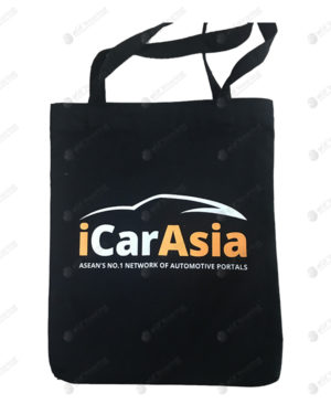 กระเป๋าผ้าแคนวาส มาตรฐาน สีดำ สกรีน สายคาดในตัว cloth-bag-03
