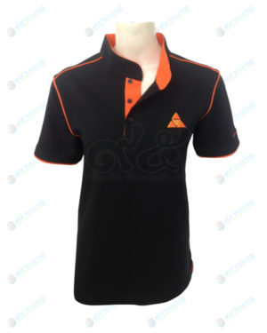 เสื้อโปโล-cvc-สีดำ-กุ้นปลายแขน-ไหล่และบ่า-สาบซ่อน-คอปกใน-สีส้ม-ปักอกซ้าย-polo-64