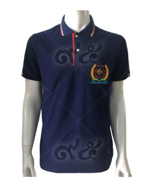 เสื้อโปโล-tc-สีกรมเข้ม-สาบซ่อนสีแดง-คอปกขลิบสลับสีแดง-ขาว-ปักอกซ้าย-แขนจั๊มครึ่งแขน-polo-36