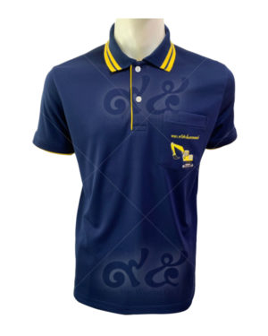 เสื้อโปโลสีน้ำเงิน-ดาวกระจาย-ขลิบคอปก-2-เส้น-ใหญ่-สาบ-สีเหลือง-สกรีนอกซ้าย-polo-71