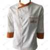 ชุดเชฟ สีขาว คอปกสีส้ม ปลายแขนสีส้ม 01