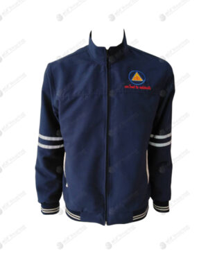 เสื้อแจ็คเก็ต สีน้ำเงิน แขนยาว ติดเทปสะท้อนแสง คอปกตั้ง 03