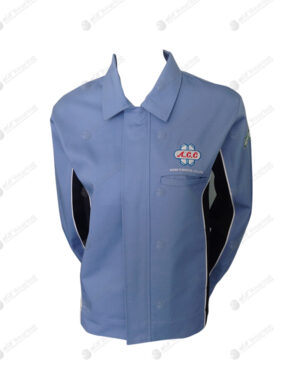 เสื้อแจ็คเก็ต สีฟ้า สาปปิด คอปก ตัดต่อ กระเป๋าเจาะ 04