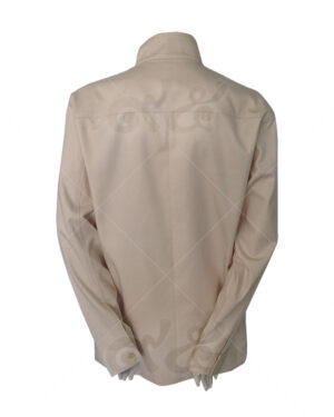 เสื้อแจ็คเก็ต แขนยาว คอปกตั้ง สีครีม ด้านหลัง 08