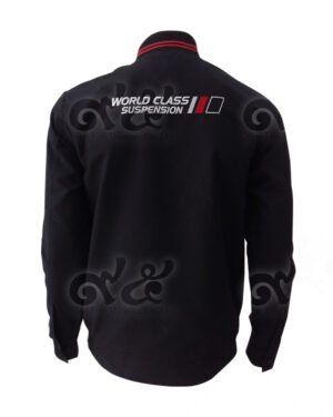 เสื้อแจ็คเก็ต แขนยาว สีดำ ปกลิป ปักด้านหลัง 01