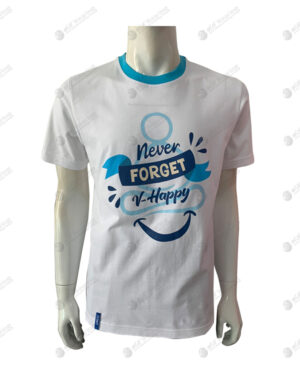 เสื้อยืด คอกลม ตัดต่อ สีขาว-ฟ้า สกรีน no.78