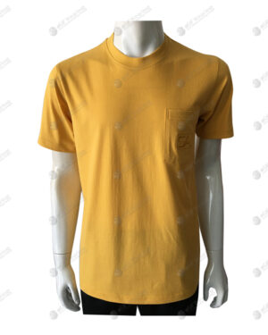 เสื้อยืด คอกลม สีมัสตาร์ด มีกระเป๋า ปัก no.83