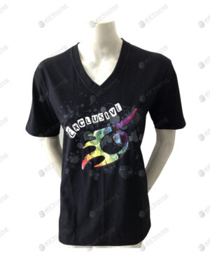 เสื้อยืด คอวี สีดำ สกรีน no.43