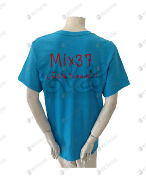 เสื้อยืด คอวี สีฟ้าเข้ม สกรีน ด้านหลัง no.41