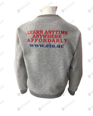 เสื้อยืด ทรงสเวตเตอร์ ผ้าเฟรนเทอรี่ สีเทา แขนยาว ปัก ด้านหลัง no.98