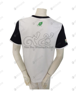 เสื้อยืดคอกลม ตัดต่อ สีขาว-ดำ สกรีน ด้านหลัง no.40