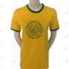 เสื้อยืดคอกลม ตัดต่อ สีเหลือง-เขียว สกรีน no.29