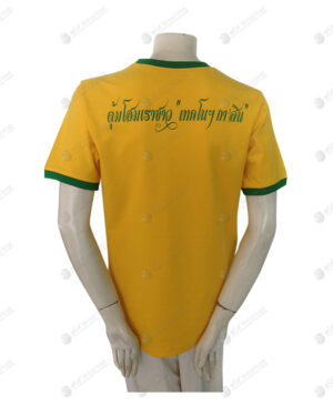 เสื้อยืดคอกลม ตัดต่อ สีเหลือง-เขียว สกรีน ด้านหลัง no.29