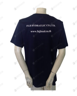 เสื้อยืดคอกลม สีกรมเข้ม สกรีน ด้านหลัง no.28