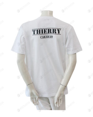 เสื้อยืดคอกลม สีขาว ด้านหลังสกรีนสีดำ no.23