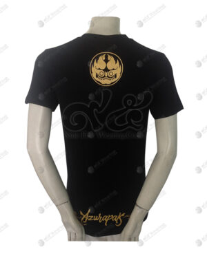 เสื้อยืดคอกลม สีดำ แขนสั้น สกรีนสีทอง ด้านหลัง no.35