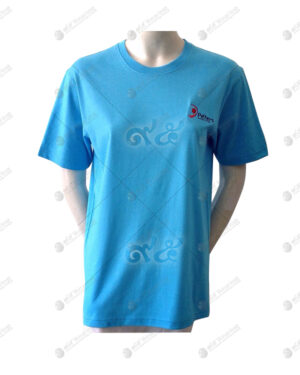 เสื้อยืดคอกลม สีฟ้า ปัก no.91