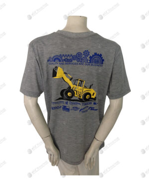 เสื้อยืดคอกลม สีเทาเข้ม สกรีน ด้านหลัง no.34