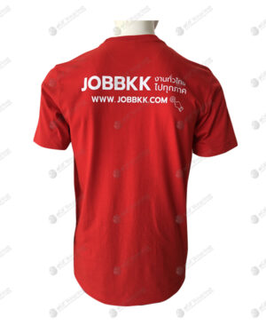 เสื้อยืดคอกลม สีแดง สกรีน ด้านหลัง no.86
