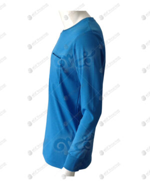 เสื้อยืดคอกลม แขนยาว จั๊ม สีฟ้าทะเล ด้านข้าง no.72