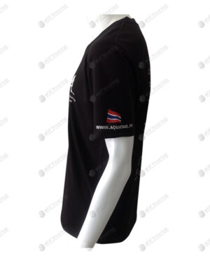 เสื้อยืดคอวี สีดำ สกรีน ด้านข้าง no.49