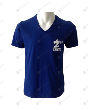 เสื้อยืดคอวี สีน้ำเงิน สกรีน no.53