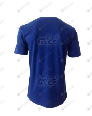 เสื้อยืดคอวี สีน้ำเงิน สกรีน ด้านหลัง no.70